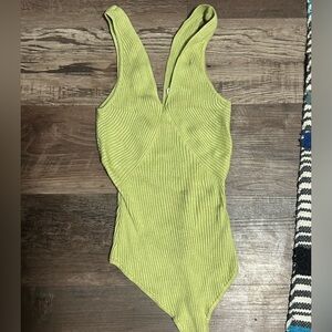Lime Green Ribbed Bodysuit